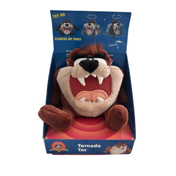 Collectible VTG Looney Tunes Tornado Taz Talking Plush 1997 Spin Toy w/ Box - Picture 2 of 7